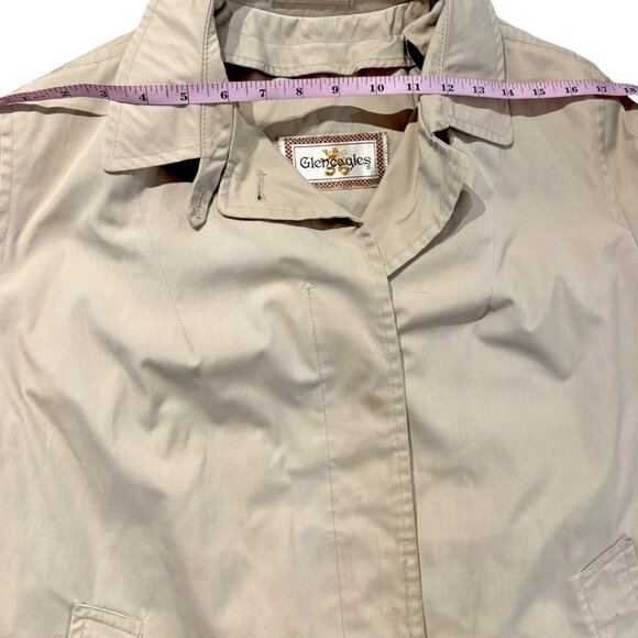 Gleneagles women's Vintage classic long tan trench coat hidden buttons sz 14P - Picture 12 of 14
